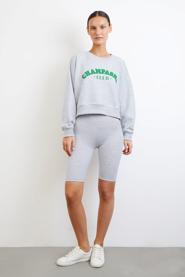 Базовые велосипедки с высокой посадкой (серый меланж)