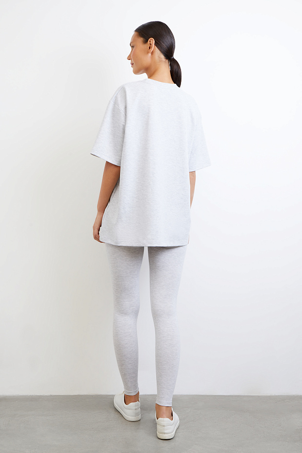 Базовые легинсы с высокой посадкой (серый меланж)