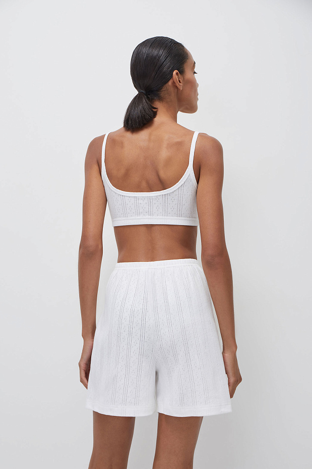 Топ на тонких бретелях из ажурного трикотажа (тофу)