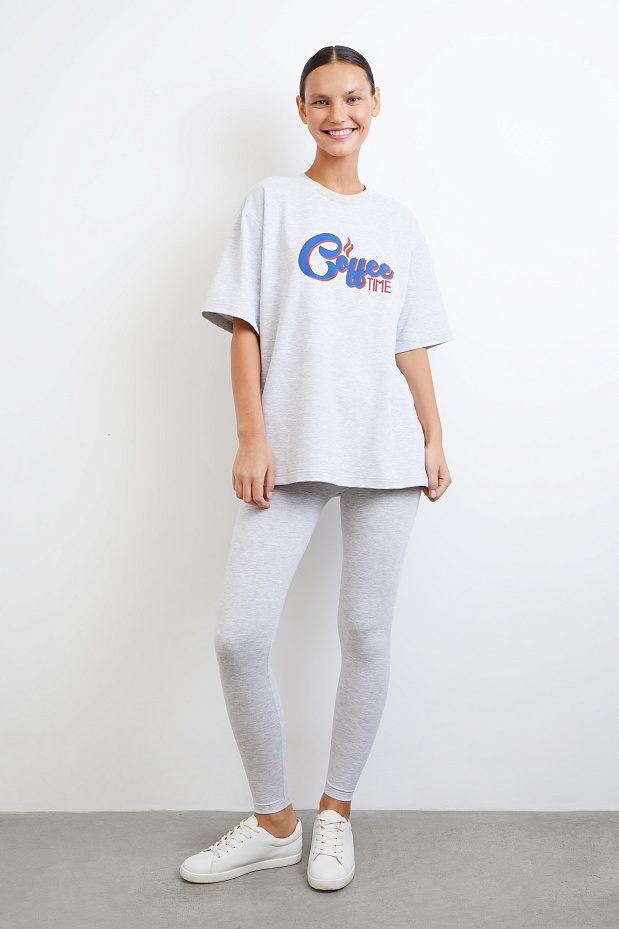 Базовые легинсы с высокой посадкой (серый меланж)